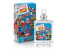 Perfume infantil Marvel Comics Avante Jequiti 25 ml, com frasco e embalagem dos personagens Marvel