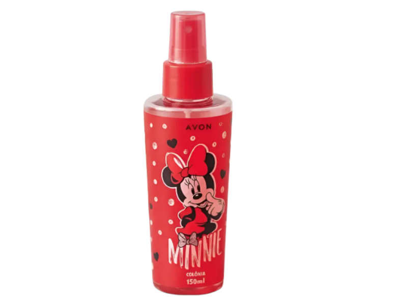 Colônia infantil Minnie da Avon 150 ml, frasco vermelho com Minnie Mouse
